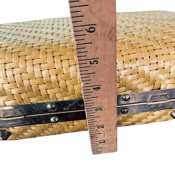 Vintage Rich’s Wicker Handbag Bamboo Top Handle Italian Woven Rattan Purse - Picture 14 of 15